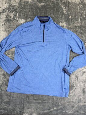 Bugatchi Mens XL 1/4 Zip Pullover Blue Long Sleeve Shirt